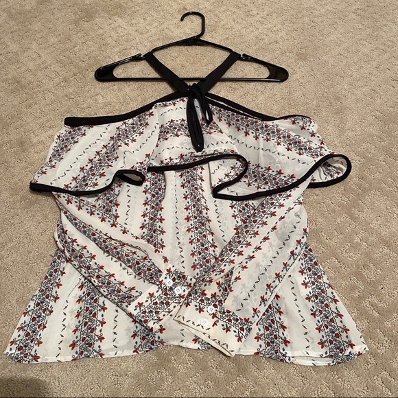 Cold Shoulder Printed Top - Picture 1 of 4